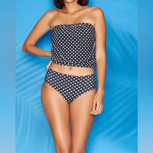 New York & Company Black and White Italian Mate Polka Dot Bikini Size X-Large